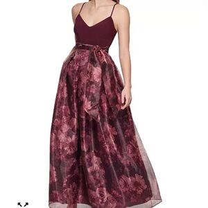 Eliza J Burgundy and Pink Floral Maxi Dress